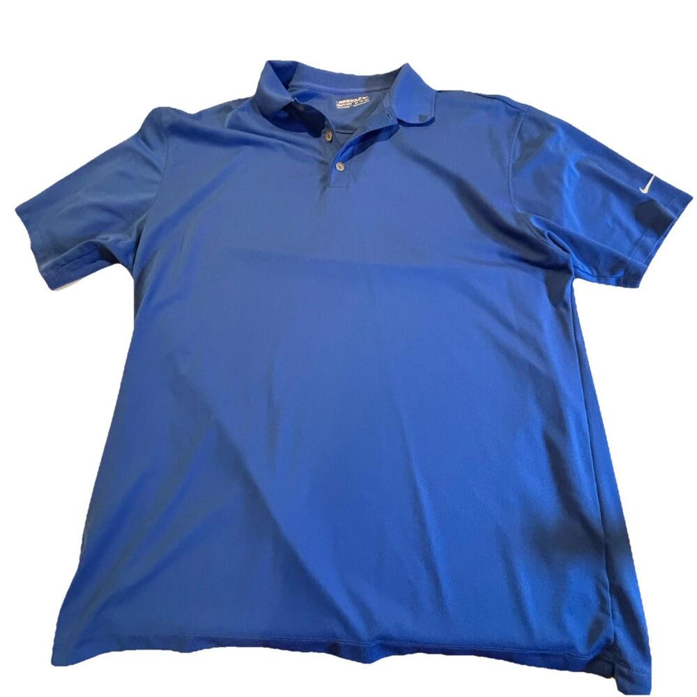 Nike Dri Fit Men's XXL Player Plaid Golf Polo Shirt Short Sleeve Blue